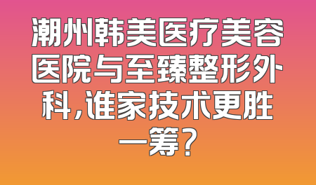 潮州韩美医疗美容医院与至臻整形外科，谁家技术更胜一筹？