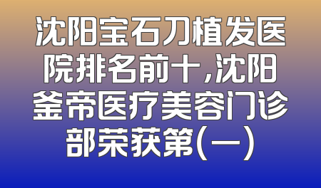 沈阳宝石刀植发医院排名前十，沈阳釜帝医疗美容门诊部荣获第（一）