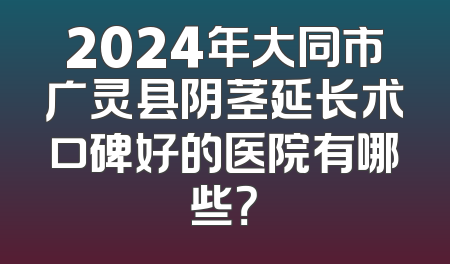 2024年大同市广灵县阴茎延长术口碑好的医院有哪些？