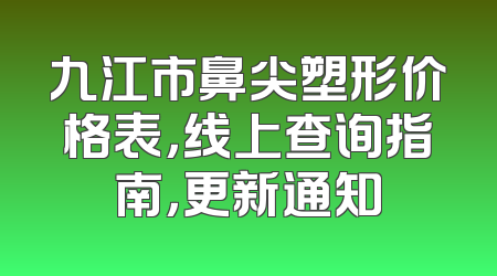 九江市鼻尖塑形价格表，线上查询指南，更新通知