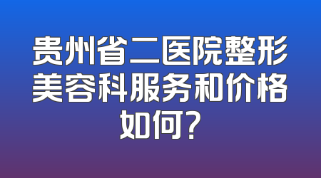 贵州省二医院整形美容科服务和价格如何？
