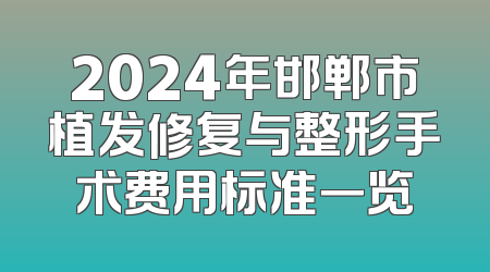 2024年邯郸市植发修复与整形手术费用标准一览