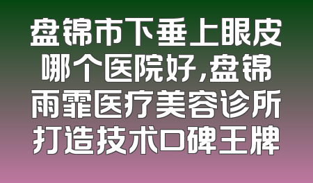 盘锦市下垂上眼皮哪个医院好，盘锦雨霏医疗美容诊所打造技术口碑王牌