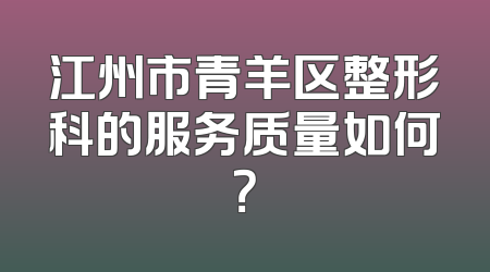 江州市青羊区整形科的服务质量如何？