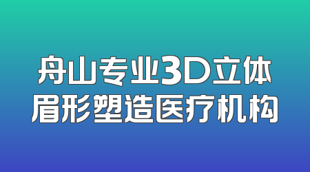 舟山专业3D立体眉形塑造医疗机构