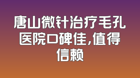 唐山微针治疗毛孔医院口碑佳，值得信赖