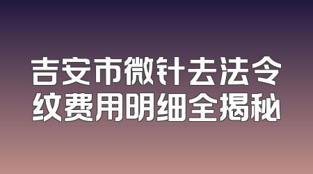 吉安市微针去法令纹费用明细全揭秘