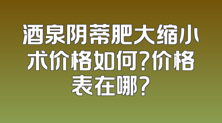 酒泉阴蒂肥大缩小术价格如何？价格表在哪？