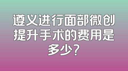 遵义进行面部微创提升手术的费用是多少？