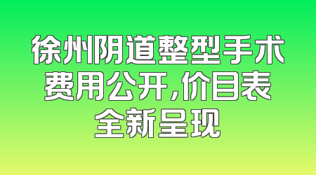 徐州阴道整型手术费用公开，价目表全新呈现