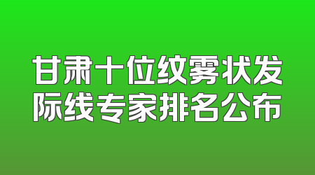 甘肃十位纹雾状发际线专家排名公布