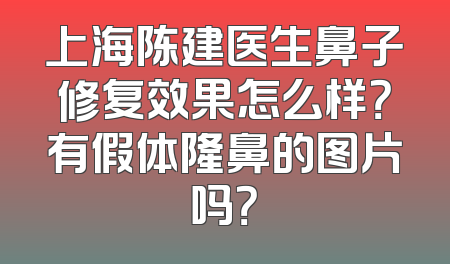 上海陈建医生鼻子修复效果怎么样？有假体隆鼻的图片吗？