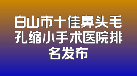 白山市十佳鼻头毛孔缩小手术医院排名发布