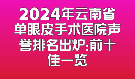 2024年云南省单眼皮手术医院声誉排名出炉：前十佳一览