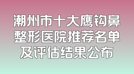 潮州市十大鹰钩鼻整形医院推荐名单及评估结果公布
