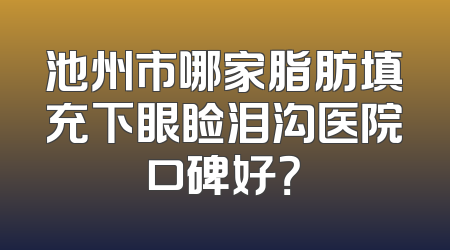 池州市哪家脂肪填充下眼睑泪沟医院口碑好？
