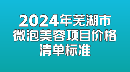 2024年芜湖市微泡美容项目价格清单标准