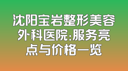 沈阳宝岩整形美容外科医院：服务亮点与价格一览
