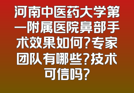 河南中医药大学第一附属医院鼻部手术效果如何？专家团队有哪些？技术可信吗？