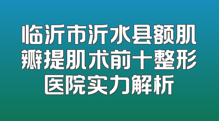 临沂市沂水县额肌瓣提肌术前十整形医院实力解析