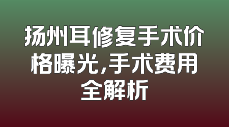 扬州耳修复手术价格曝光，手术费用全解析