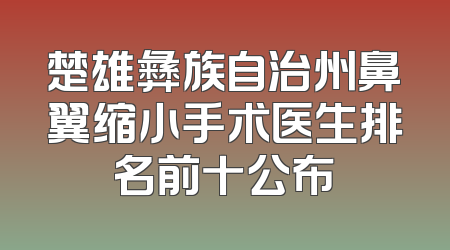 楚雄彝族自治州鼻翼缩小手术医生排名前十公布