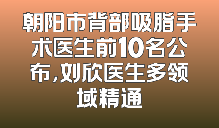 朝阳市背部吸脂手术医生前10名公布，刘欣医生多领域精通