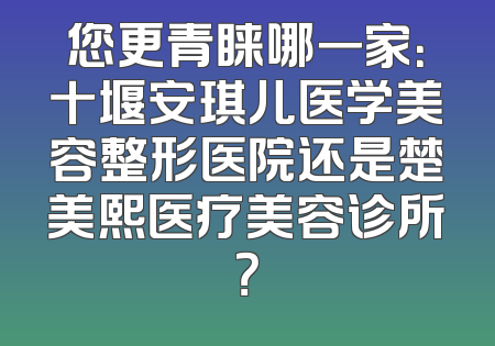 您更青睐哪一家：十堰安琪儿医学美容整形医院还是楚美熙医疗美容诊所？