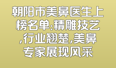 朝阳市美鼻医生上榜名单：精雕技艺，行业翘楚，美鼻专家展现风采