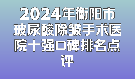 2024年衡阳市玻尿酸除皱手术医院十强口碑排名点评