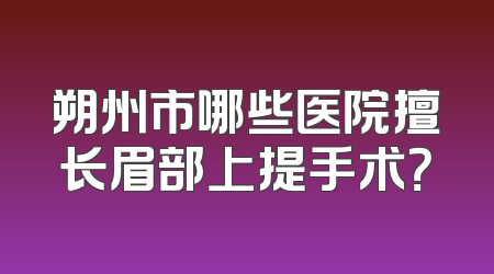 朔州市哪些医院擅长眉部上提手术？