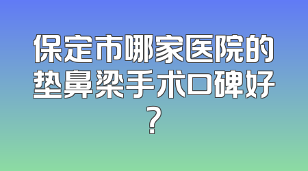 保定市哪家医院的垫鼻梁手术口碑好？