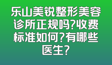 乐山美锐整形美容诊所正规吗？收费标准如何？有哪些医生？