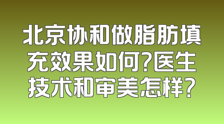 北京协和做脂肪填充效果如何？医生技术和审美怎样？