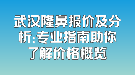 武汉隆鼻报价及分析：专业指南助你了解价格概览