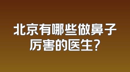 北京有哪些做鼻子厉害的医生？