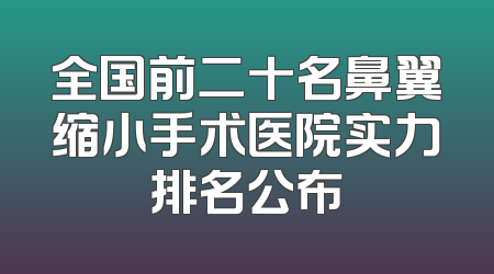 全国前二十名鼻翼缩小手术医院实力排名公布