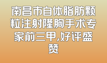 南昌市自体脂肪颗粒注射隆胸手术专家前三甲，好评盛赞