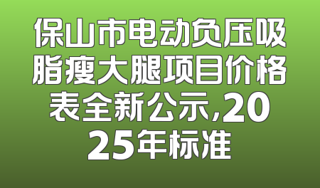 保山市电动负压吸脂瘦大腿项目价格表全新公示，2025年标准