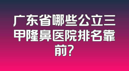 广东省哪些公立三甲隆鼻医院排名靠前？