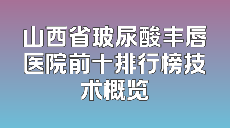 山西省玻尿酸丰唇医院前十排行榜技术概览