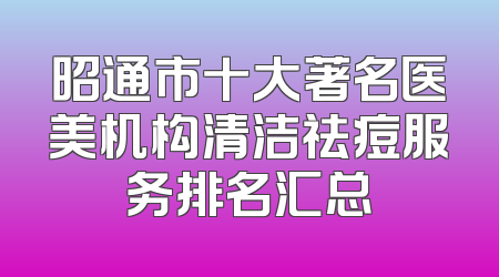 昭通市十大著名医美机构清洁祛痘服务排名汇总