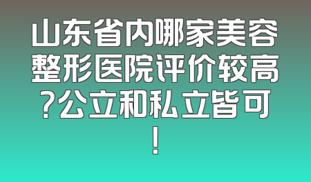 山东省内哪家美容整形医院评价较高？公立和私立皆可！