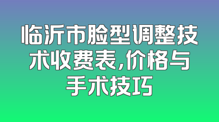临沂市脸型调整技术收费表，价格与手术技巧