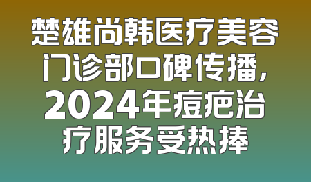 楚雄尚韩医疗美容门诊部口碑传播，2024年痘疤治疗服务受热捧