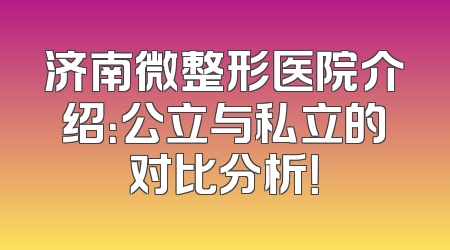 济南微整形医院介绍：公立与私立的对比分析！
