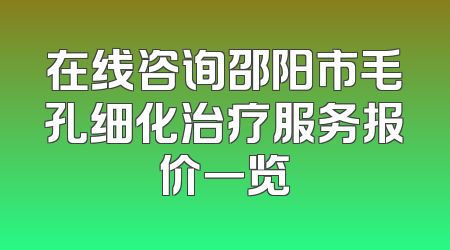 在线咨询邵阳市毛孔细化治疗服务报价一览
