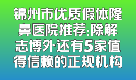 锦州市优质假体隆鼻医院推荐：除解志博外还有5家值得信赖的正规机构