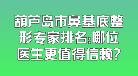 葫芦岛市鼻基底整形专家排名：哪位医生更值得信赖？