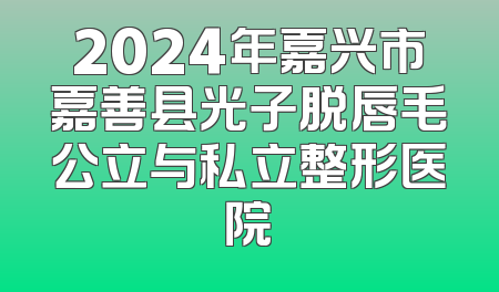 2024年嘉兴市嘉善县光子脱唇毛公立与私立整形医院